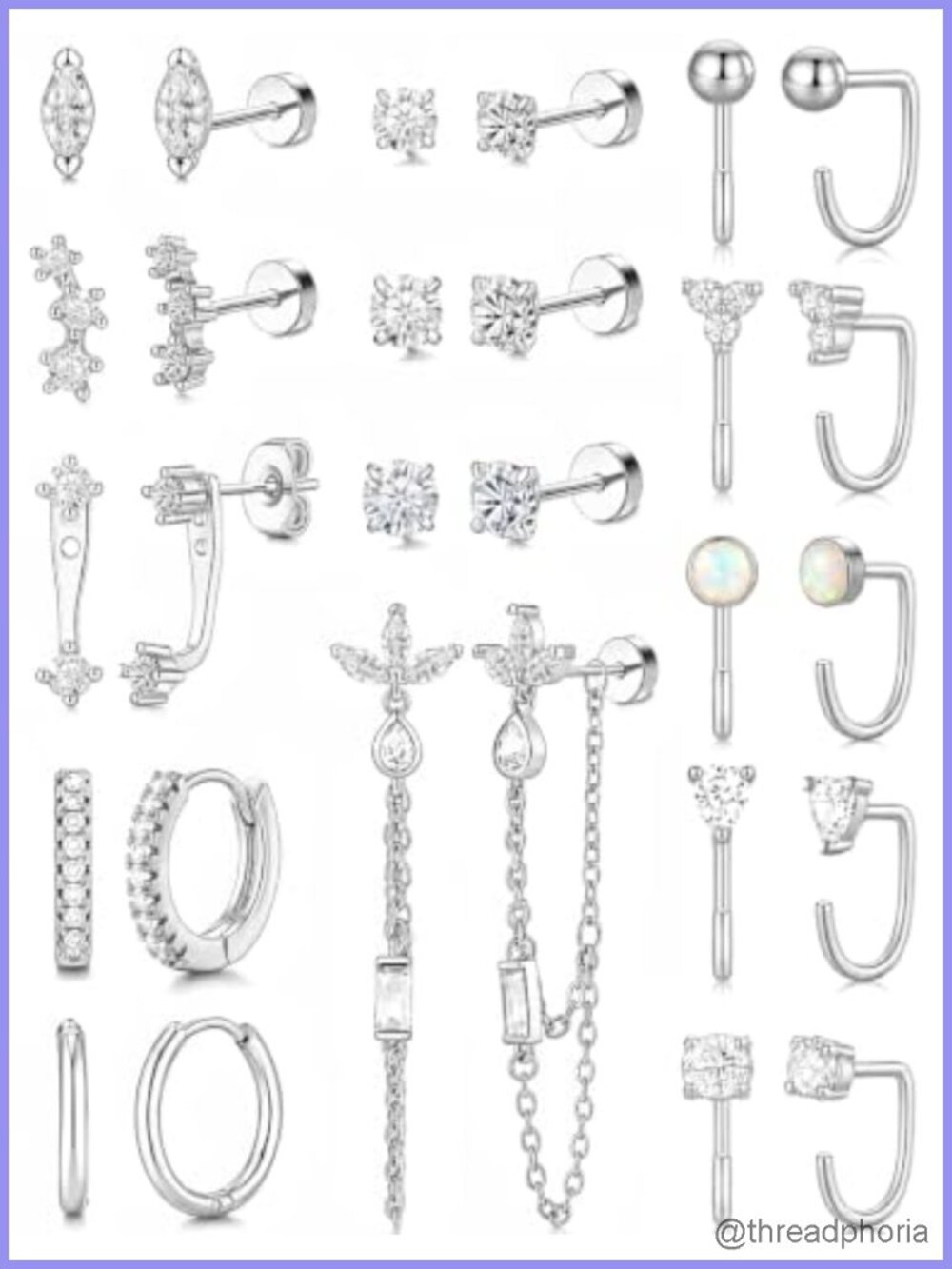 14K Gold Plated Flat Back Hoop Earring Stack Set 14 Pairs Hypoallergenic